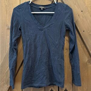 Ambiance Deep Blue V-Neck Long Sleeve Top
